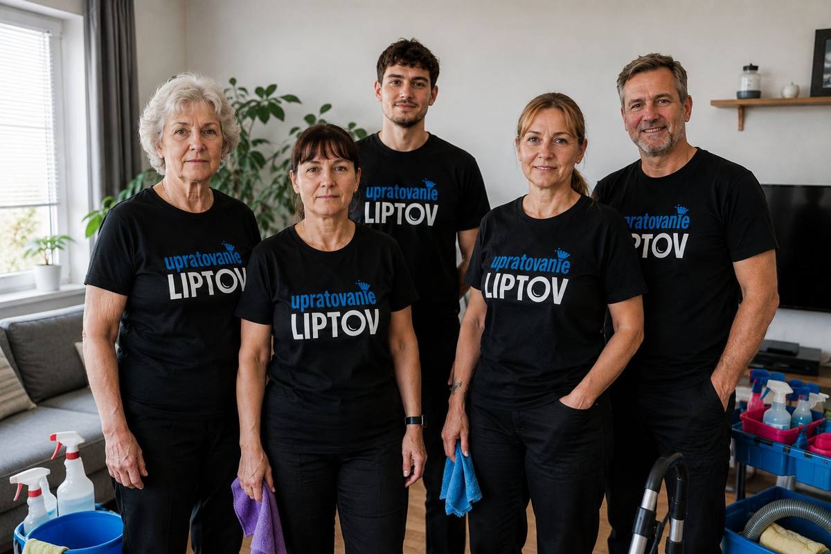 Tím rodinnej firmy Upratovanie LIPTOV pri práci